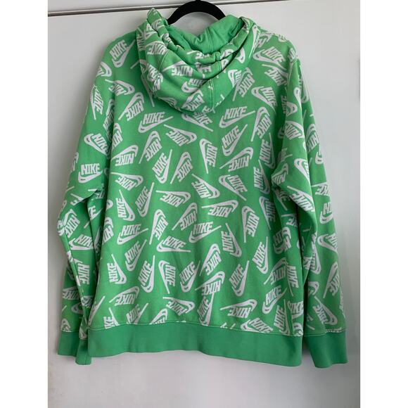 Nike Sport Essentials All Over Logo Print Hoodie In Green Sz XL - Picture 5 of 9